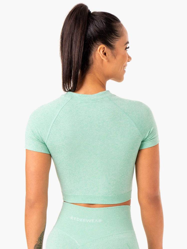 Women's Ryderwear Women T Shirts Sculpt Seamless T Shirts Mint Marl | NZ2717AP