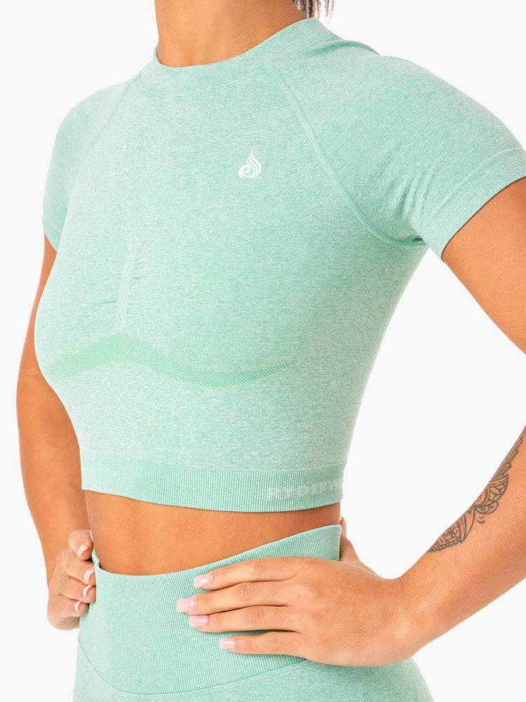 Women's Ryderwear Women T Shirts Sculpt Seamless T Shirts Mint Marl | NZ2717AP