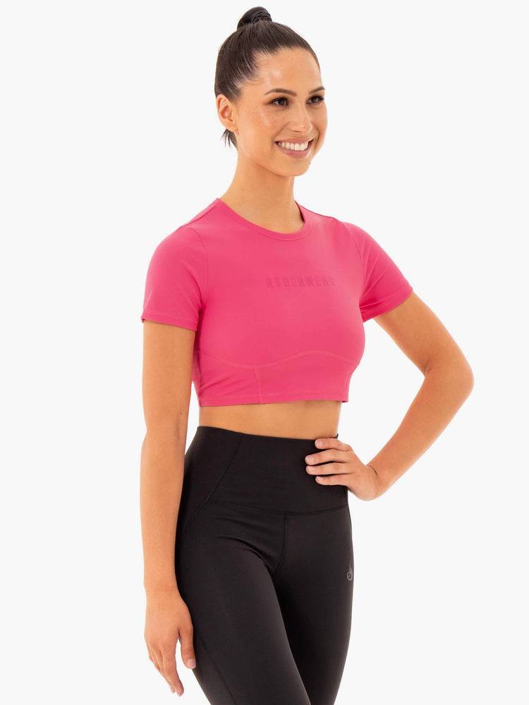 Women's Ryderwear Women T Shirts Sola Fitted T Shirts Pink | NZ2697DN