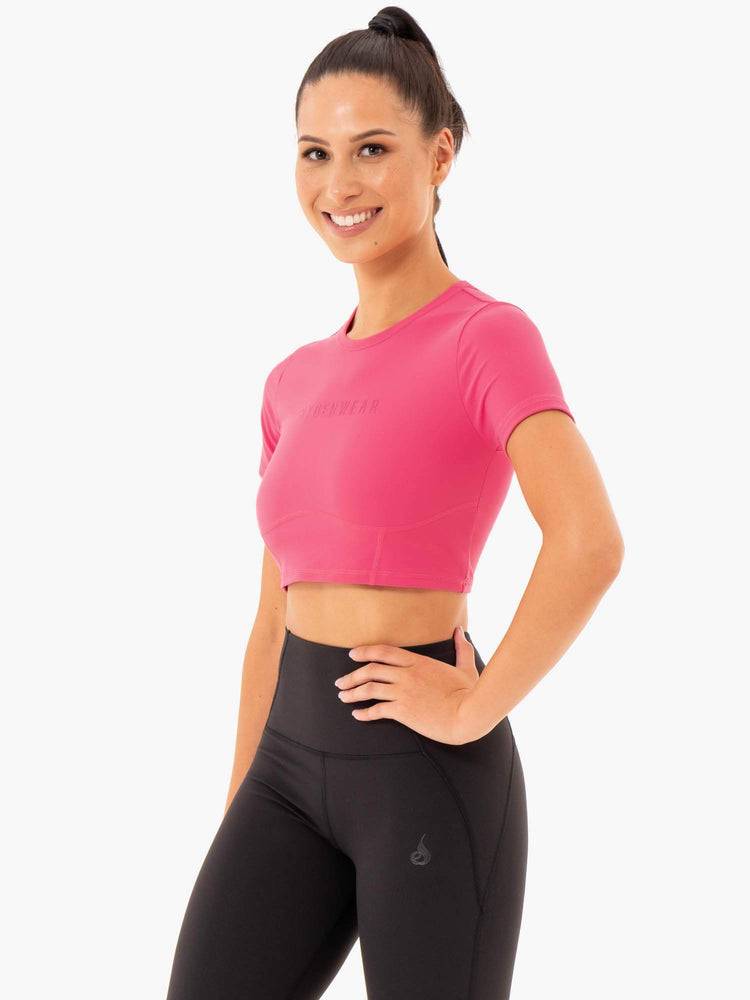 Women's Ryderwear Women T Shirts Sola Fitted T Shirts Pink | NZ2697DN