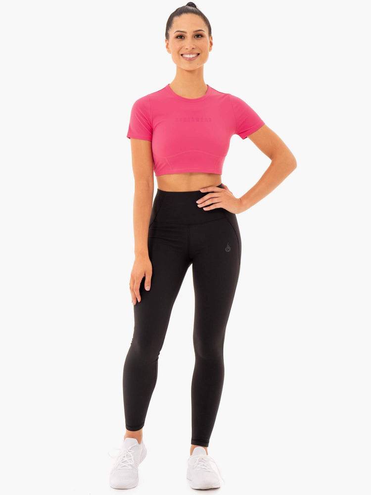 Women's Ryderwear Women T Shirts Sola Fitted T Shirts Pink | NZ2697DN