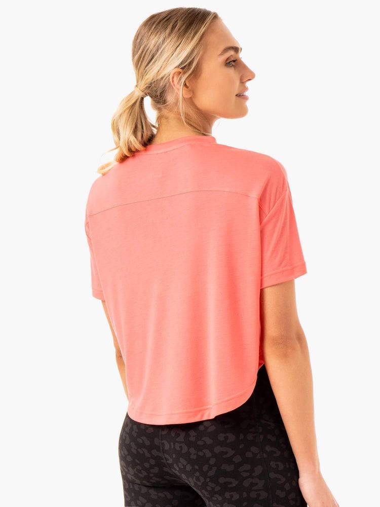 Women's Ryderwear Women T Shirts Ultra Scoop T Shirts Coral | NZ2726WY