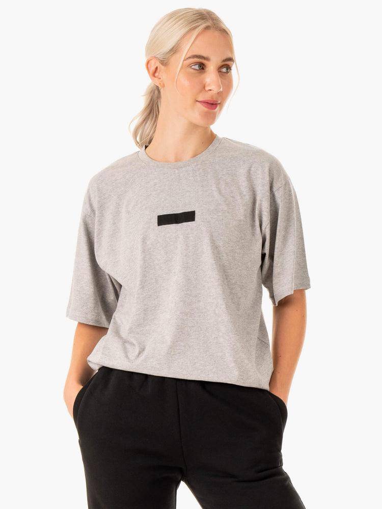 Women's Ryderwear Women T Shirts Unisex Oversized T Shirts Grey Marl | NZ2734ZG