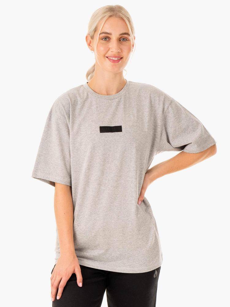 Women's Ryderwear Women T Shirts Unisex Oversized T Shirts Grey Marl | NZ2734ZG