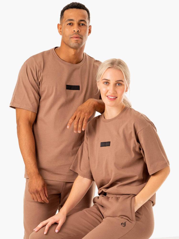 Women's Ryderwear Women T Shirts Unisex Oversized T Shirts Mocha | NZ2735LH