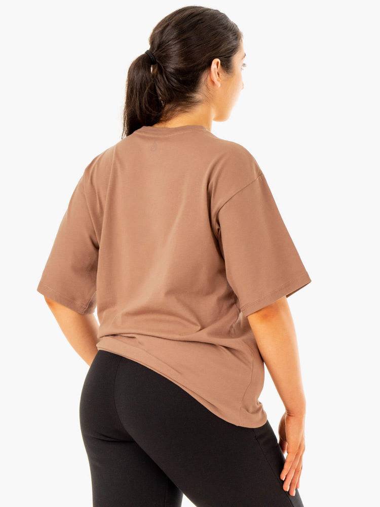 Women's Ryderwear Women T Shirts Unisex Oversized T Shirts Mocha | NZ2735LH