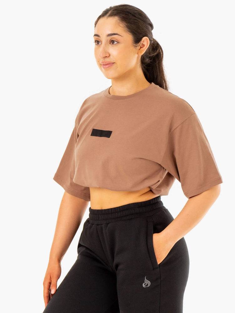 Women's Ryderwear Women T Shirts Unisex Oversized T Shirts Mocha | NZ2735LH