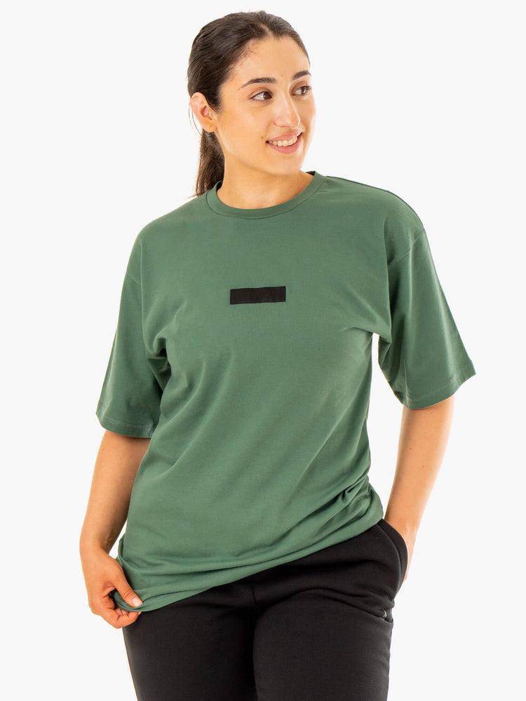 Women's Ryderwear Women T Shirts Unisex Oversized T Shirts Forest Green | NZ2737JJ