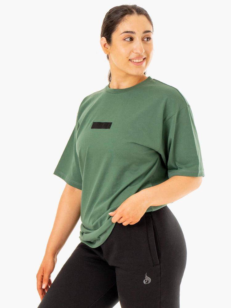 Women's Ryderwear Women T Shirts Unisex Oversized T Shirts Forest Green | NZ2737JJ