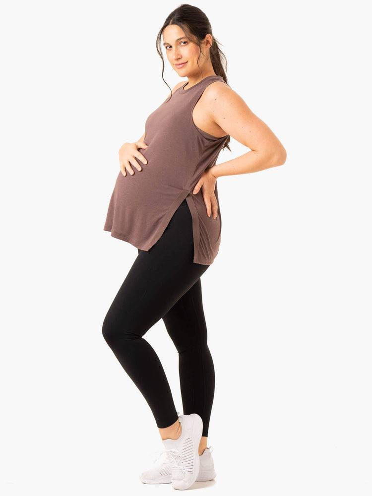 Women's Ryderwear Women Tanks Active Bump Tanks Chocolate | NZ2805ZG