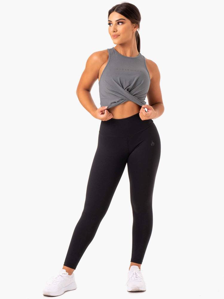 Women's Ryderwear Women Tanks Adapt Twist Cropped Tanks Grey | NZ2979GL