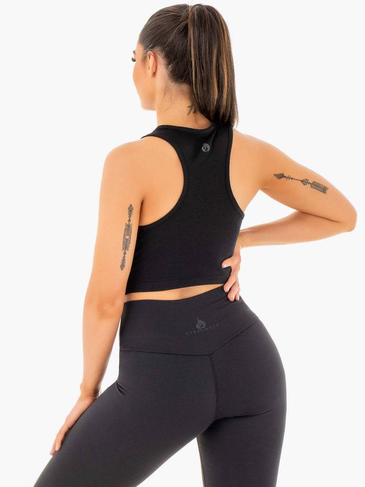 Women's Ryderwear Women Tanks Adapt Twist Cropped Tanks Black | NZ3024FM