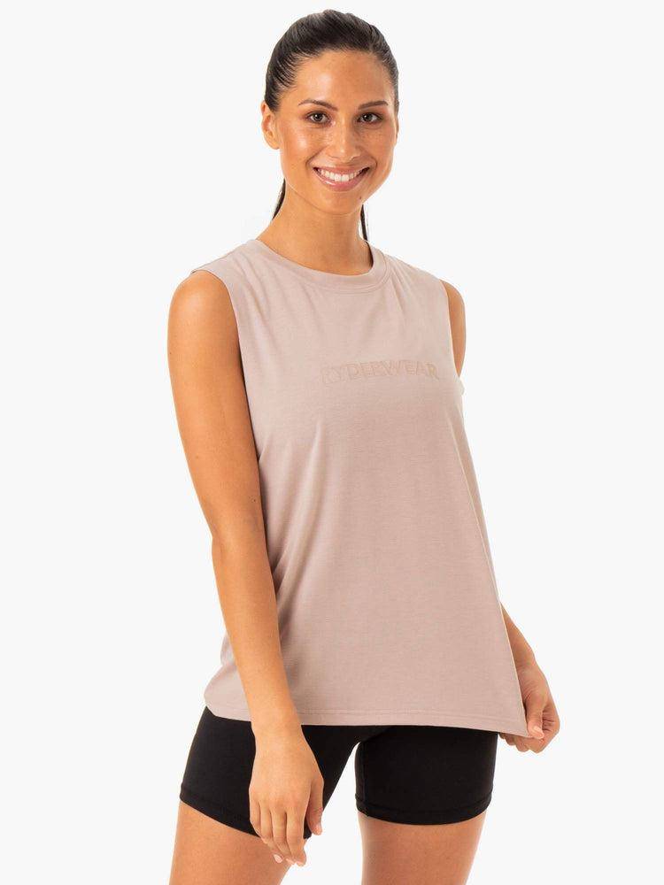 Women's Ryderwear Women Tanks Base Regular Cut Tanks Mushroom | NZ2956AP