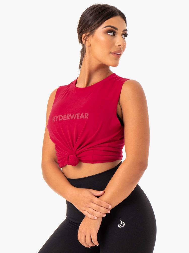 Women's Ryderwear Women Tanks Base Regular Cut Tanks Cherry Red | NZ2971CE