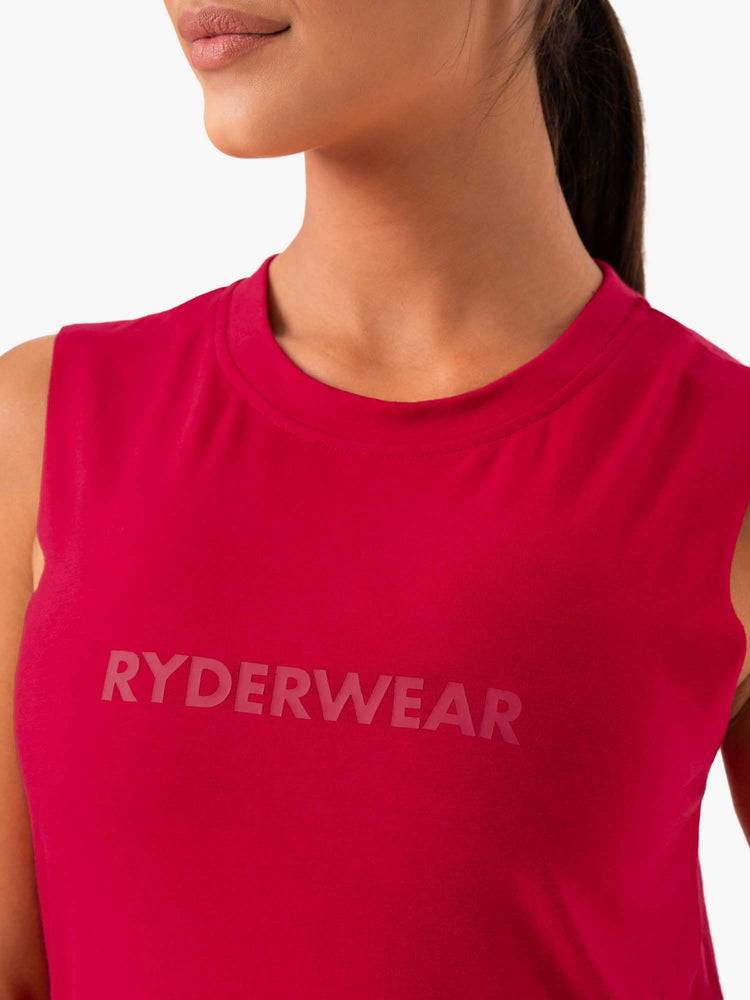 Women's Ryderwear Women Tanks Base Regular Cut Tanks Cherry Red | NZ2971CE