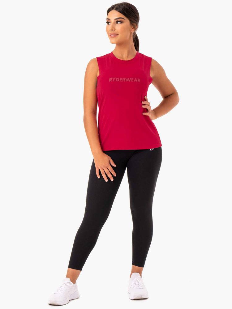 Women's Ryderwear Women Tanks Base Regular Cut Tanks Cherry Red | NZ2971CE