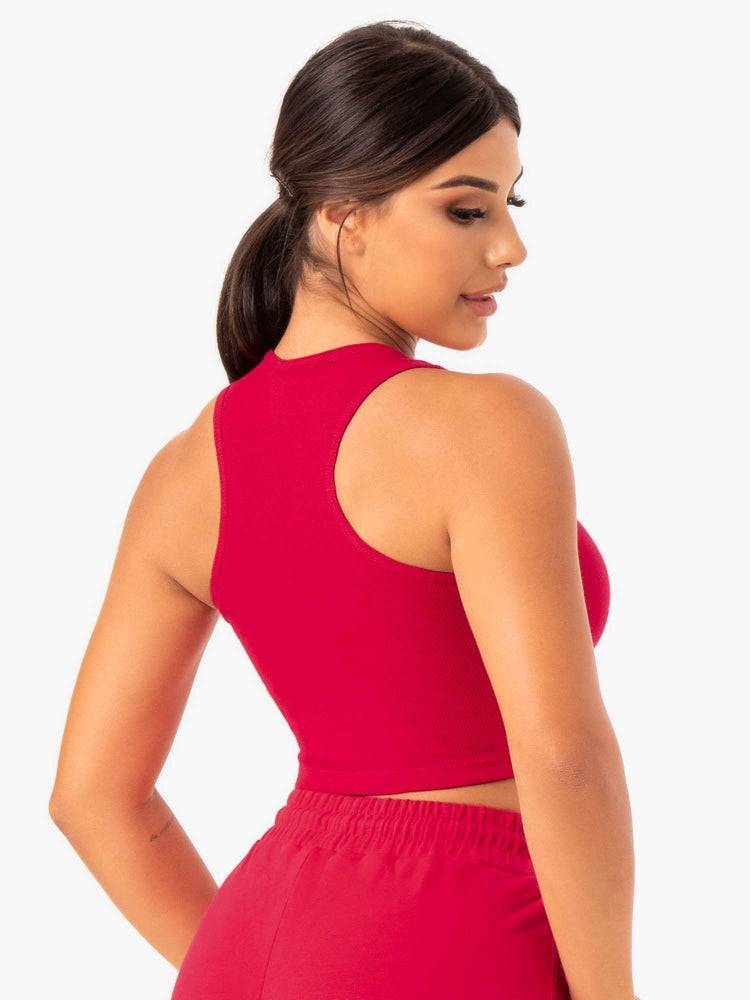 Women's Ryderwear Women Tanks Base V Split Tanks Cherry Red | NZ2977HK