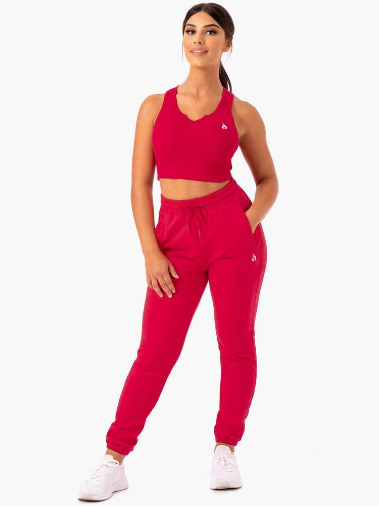 Women's Ryderwear Women Tanks Base V Split Tanks Cherry Red | NZ2977HK