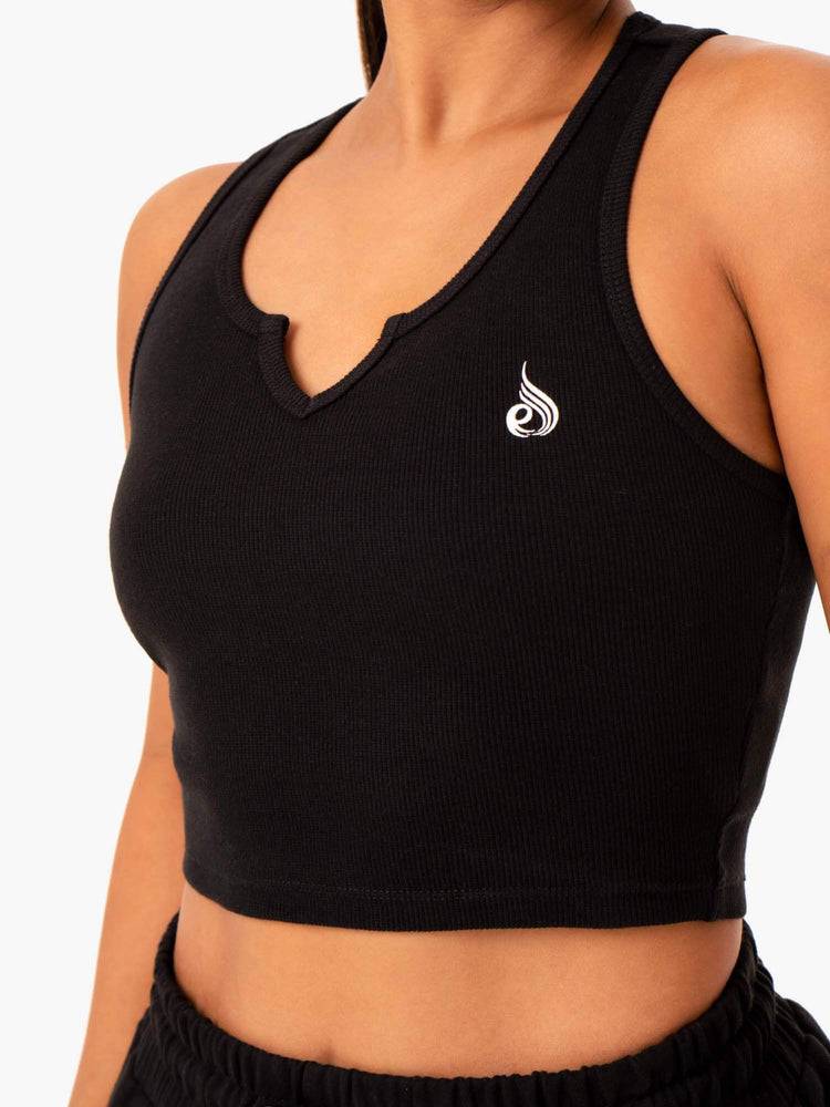 Women's Ryderwear Women Tanks Base V Split Tanks Black | NZ3015VD