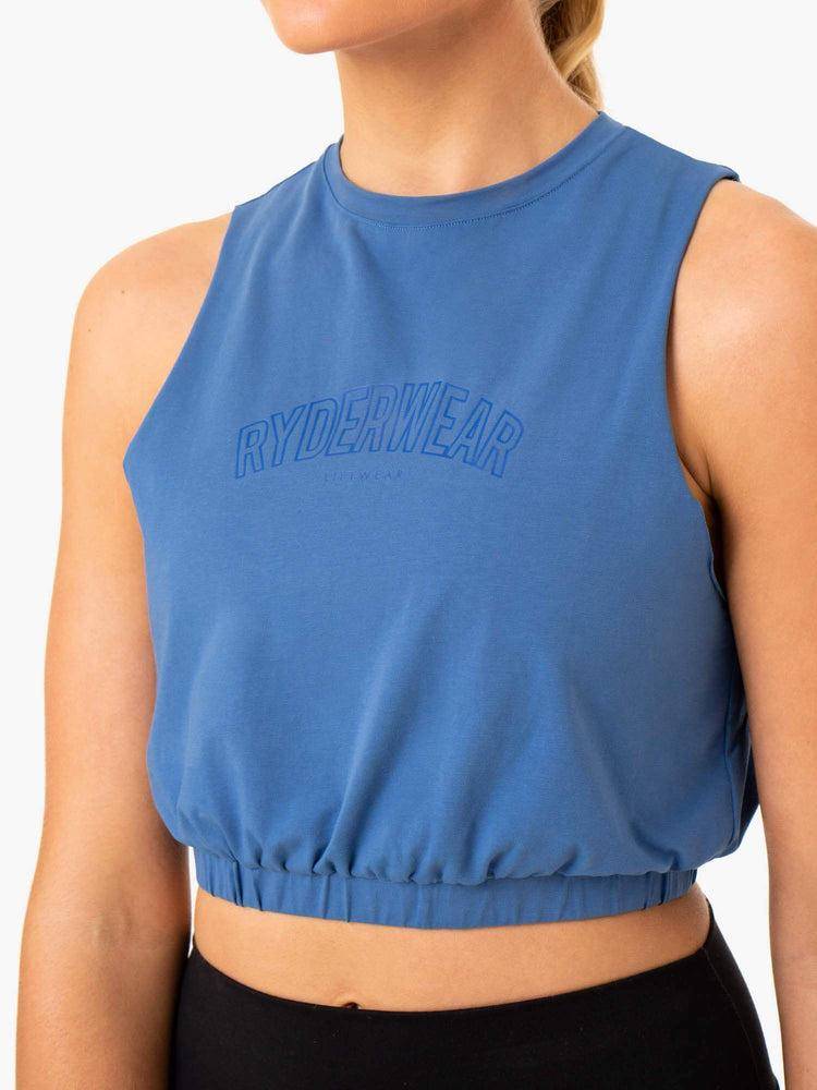 Women's Ryderwear Women Tanks Boxer Muscle Tanks Blue | NZ2884SO