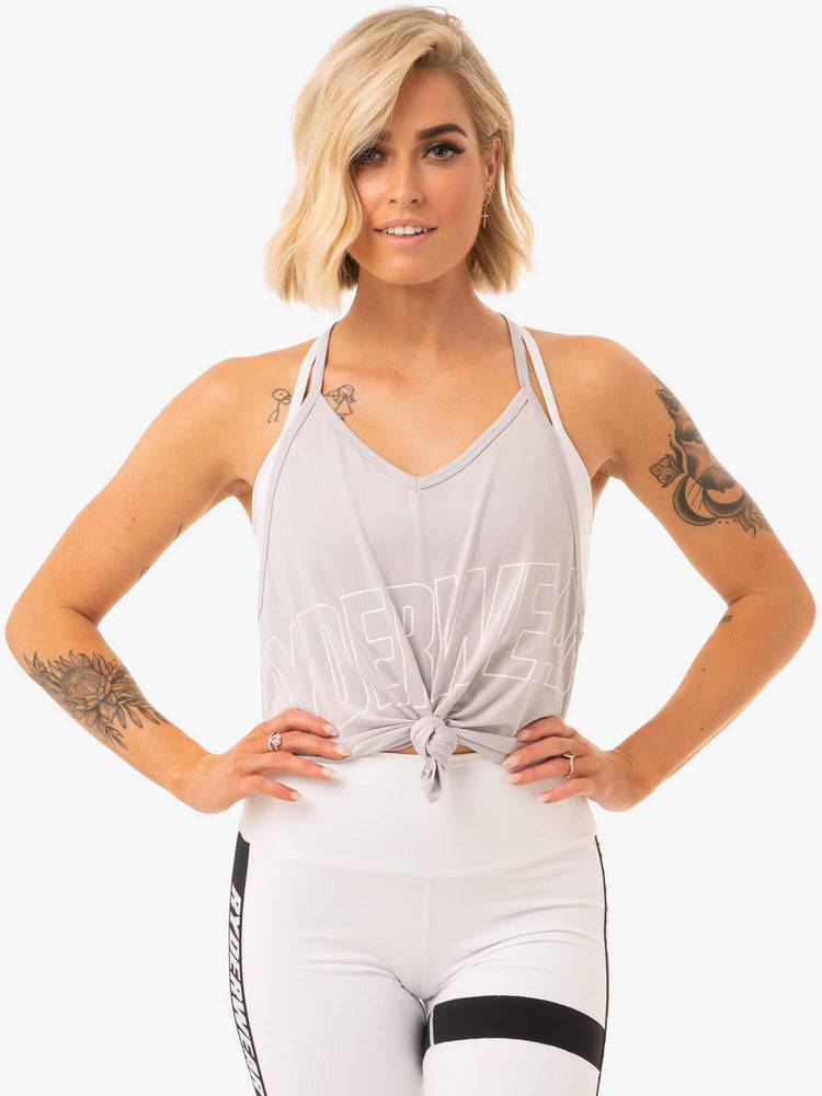 Women's Ryderwear Women Tanks Courtside Slinky T-Back Tanks Grey | NZ3021JJ