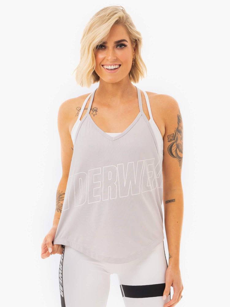 Women's Ryderwear Women Tanks Courtside Slinky T-Back Tanks Grey | NZ3021JJ