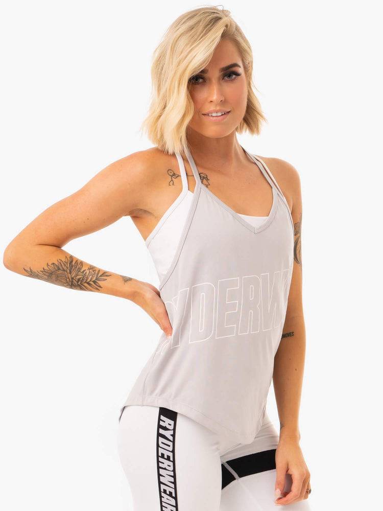 Women's Ryderwear Women Tanks Courtside Slinky T-Back Tanks Grey | NZ3021JJ