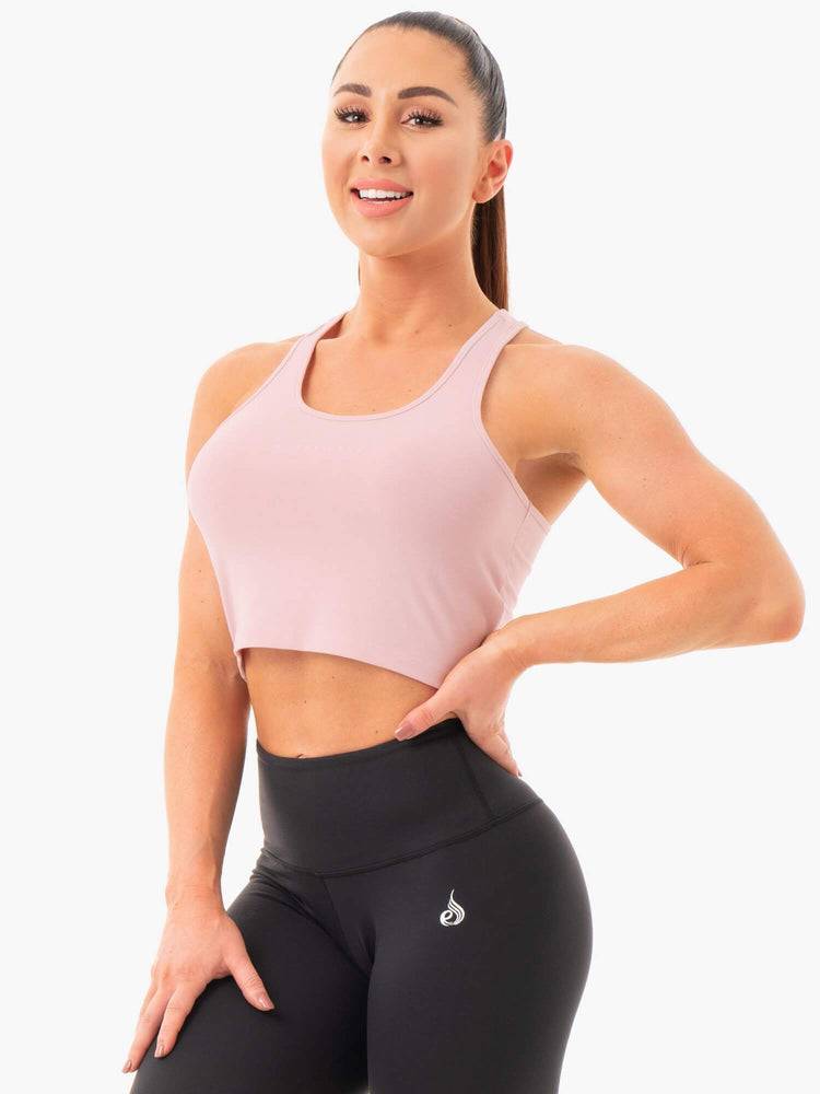 Women's Ryderwear Women Tanks Cropped Racer Back Tanks Pink | NZ2995NB