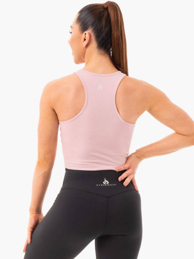 Women's Ryderwear Women Tanks Cropped Racer Back Tanks Pink | NZ2995NB