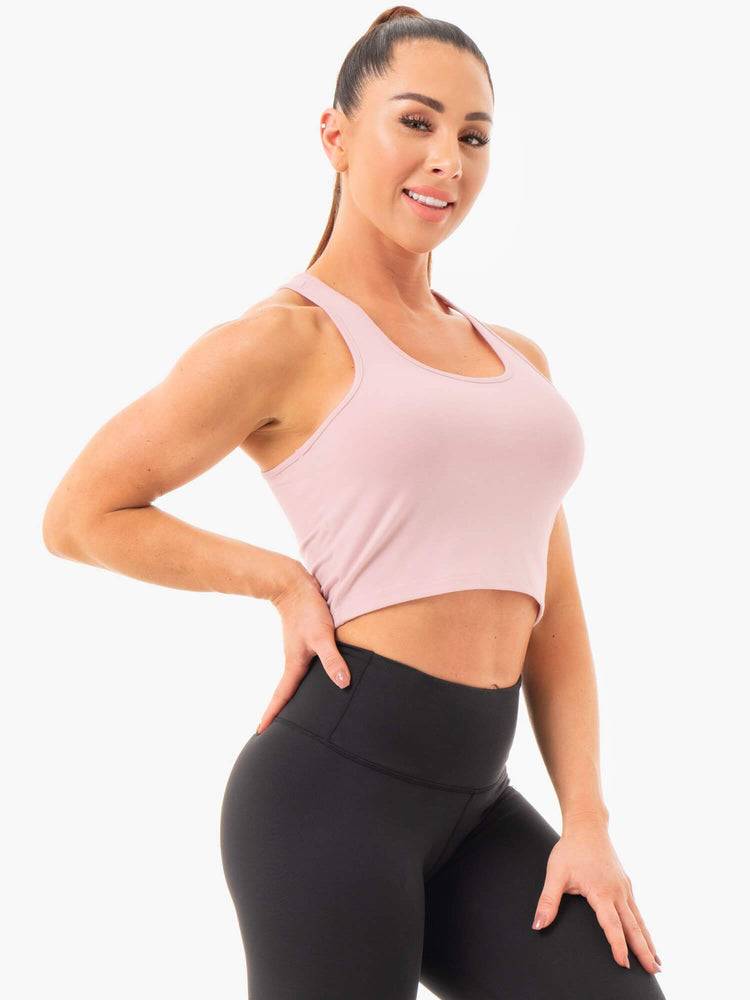 Women's Ryderwear Women Tanks Cropped Racer Back Tanks Pink | NZ2995NB