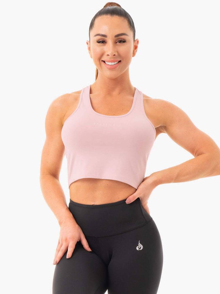 Women\'s Ryderwear Women Tanks Cropped Racer Back Tanks Pink | NZ2995NB