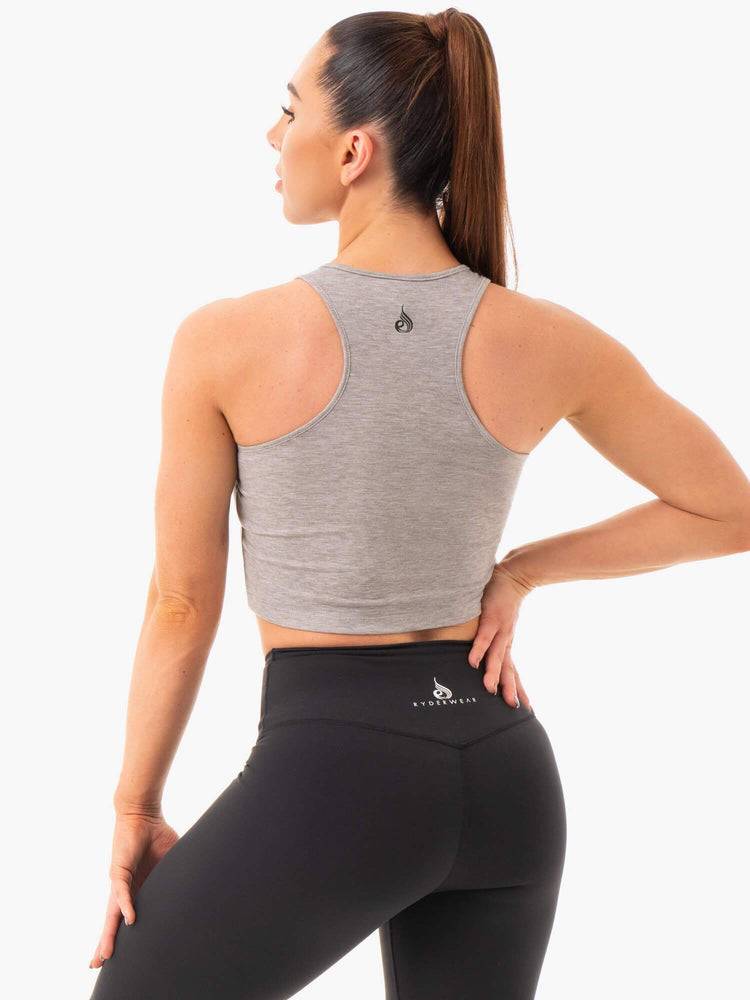 Women's Ryderwear Women Tanks Cropped Racer Back Tanks Grey Marl | NZ3000SO