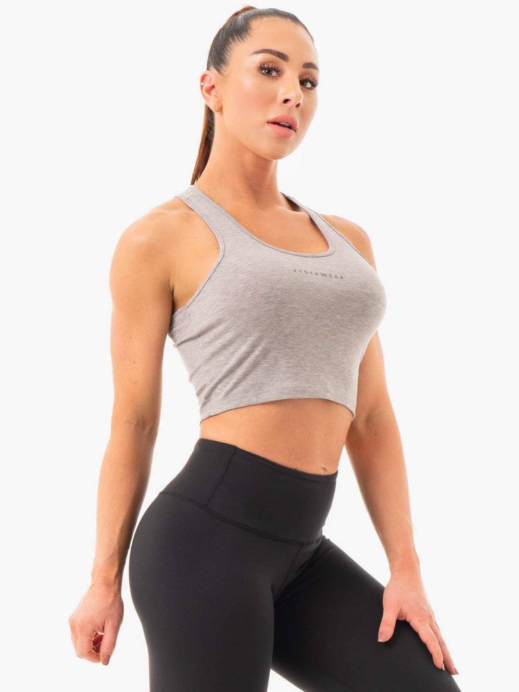 Women's Ryderwear Women Tanks Cropped Racer Back Tanks Grey Marl | NZ3000SO