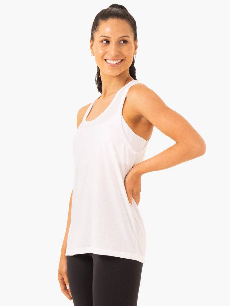 Women's Ryderwear Women Tanks Ease Relaxed Tanks White | NZ2815PQ