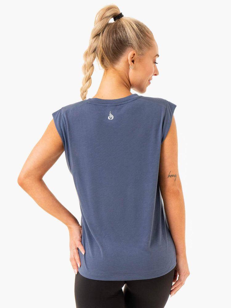 Women's Ryderwear Women Tanks Element Wide Cut Tanks Steel Blue | NZ2850WY