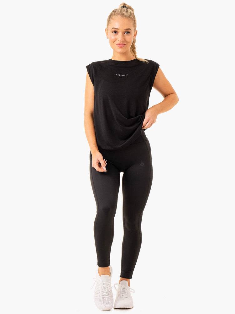 Women's Ryderwear Women Tanks Element Wide Cut Tanks Black | NZ2913PQ