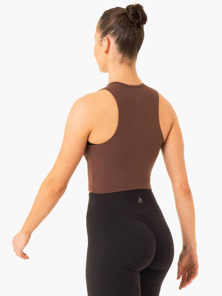 Women's Ryderwear Women Tanks Embody Zip Up Crop Tanks Chocolate | NZ2822EX