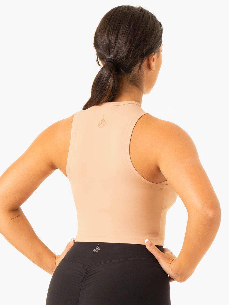 Women's Ryderwear Women Tanks Embody Zip Up Crop Tanks Tan | NZ2833KI