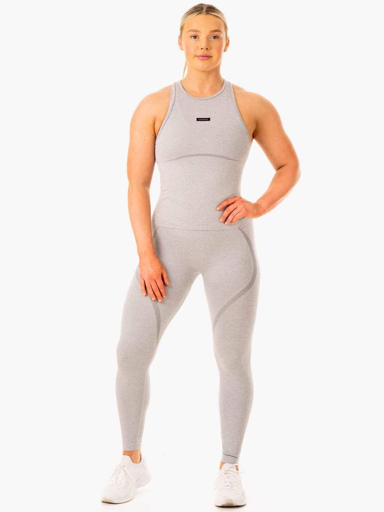 Women's Ryderwear Women Tanks Excel Seamless Mid Length Tanks Grey Marl | NZ2843OR