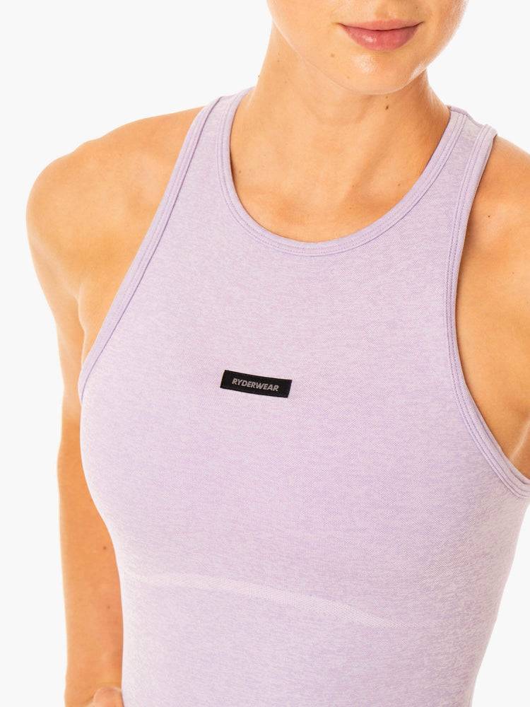 Women's Ryderwear Women Tanks Excel Seamless Mid Length Tanks Lavender Marl | NZ2852MA