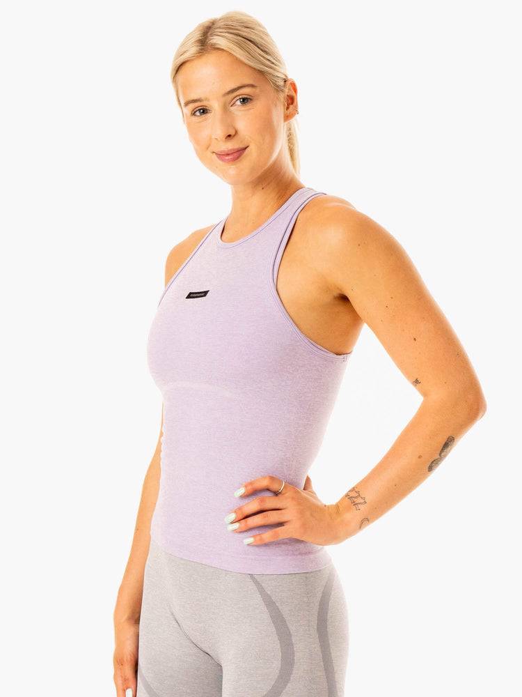 Women's Ryderwear Women Tanks Excel Seamless Mid Length Tanks Lavender Marl | NZ2852MA