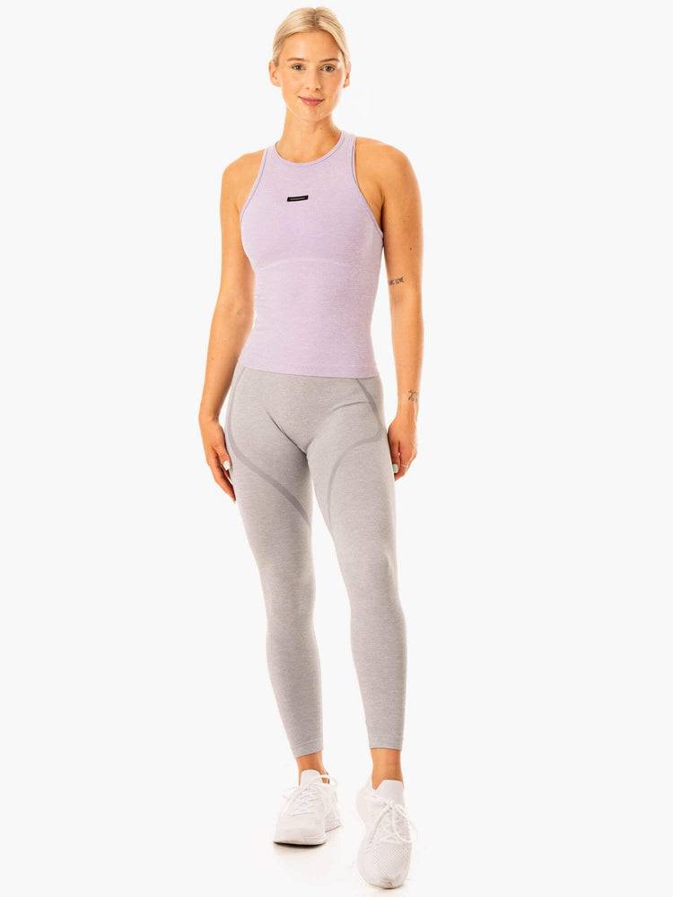 Women's Ryderwear Women Tanks Excel Seamless Mid Length Tanks Lavender Marl | NZ2852MA