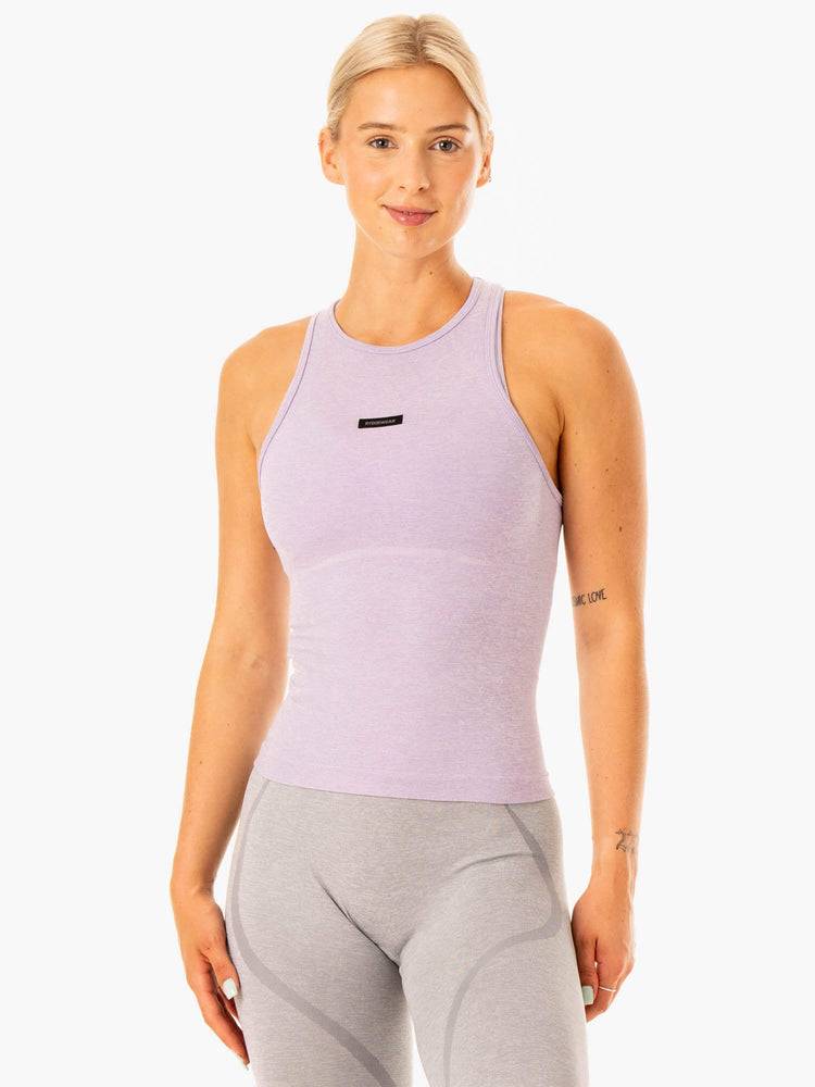 Women\'s Ryderwear Women Tanks Excel Seamless Mid Length Tanks Lavender Marl | NZ2852MA