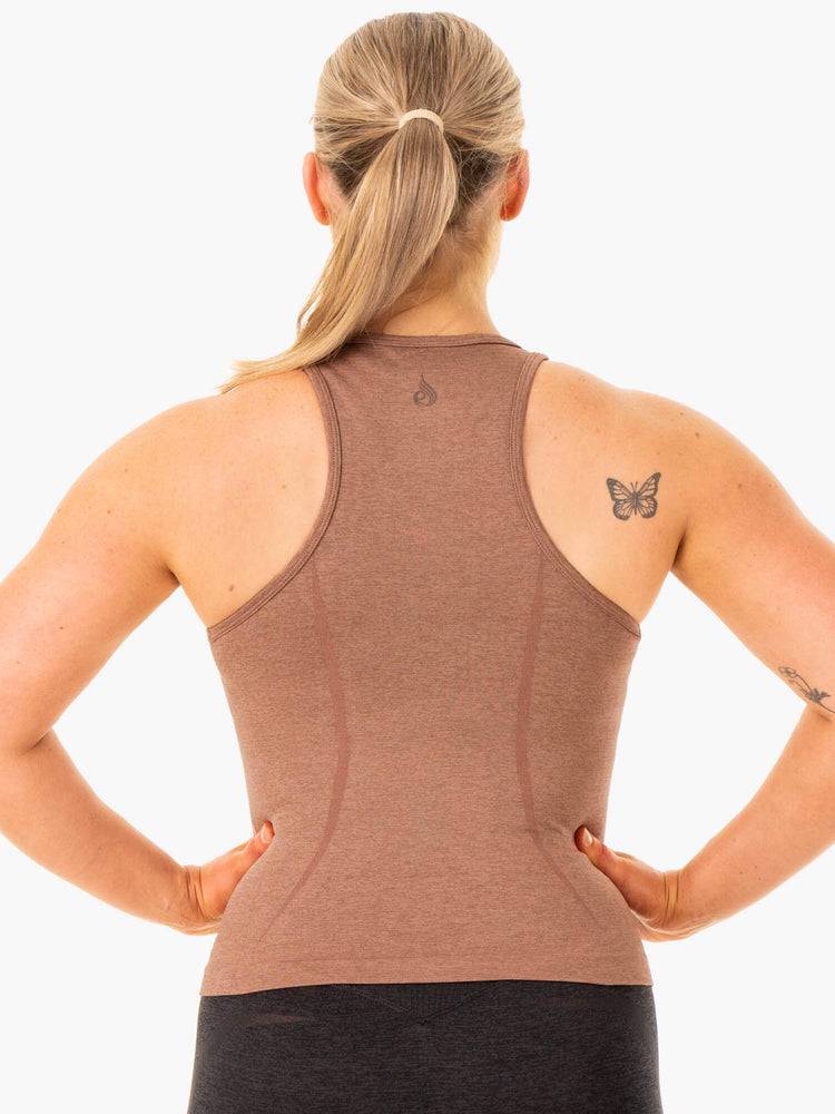 Women's Ryderwear Women Tanks Excel Seamless Mid Length Tanks Mocha Marl | NZ2863UT