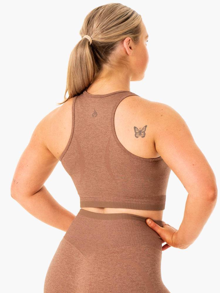 Women's Ryderwear Women Tanks Excel Seamless Tanks Mocha Marl | NZ2870MA