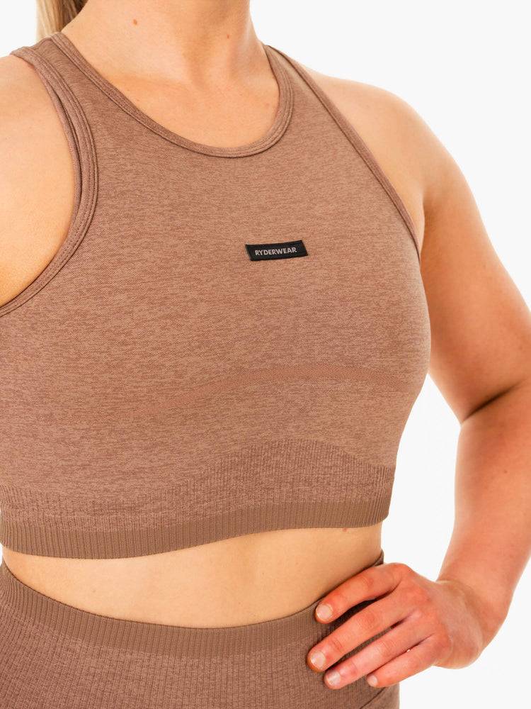 Women's Ryderwear Women Tanks Excel Seamless Tanks Mocha Marl | NZ2870MA