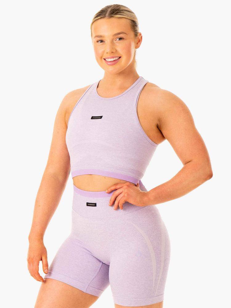 Women's Ryderwear Women Tanks Excel Seamless Tanks Lavender Marl | NZ2874CE