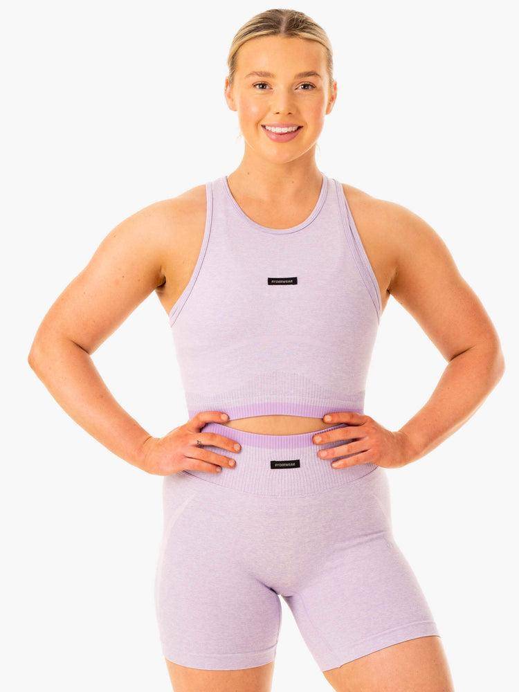 Women's Ryderwear Women Tanks Excel Seamless Tanks Lavender Marl | NZ2874CE