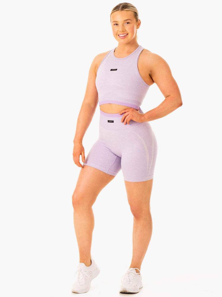 Women's Ryderwear Women Tanks Excel Seamless Tanks Lavender Marl | NZ2874CE