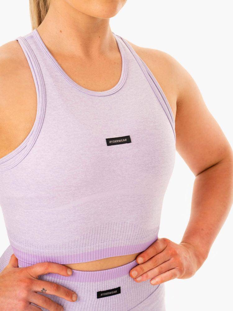 Women\'s Ryderwear Women Tanks Excel Seamless Tanks Lavender Marl | NZ2874CE